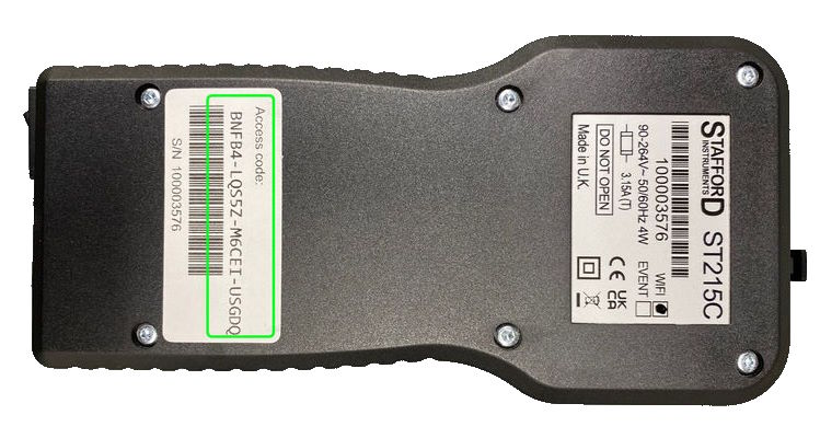 Access code located on label on reverse of controller